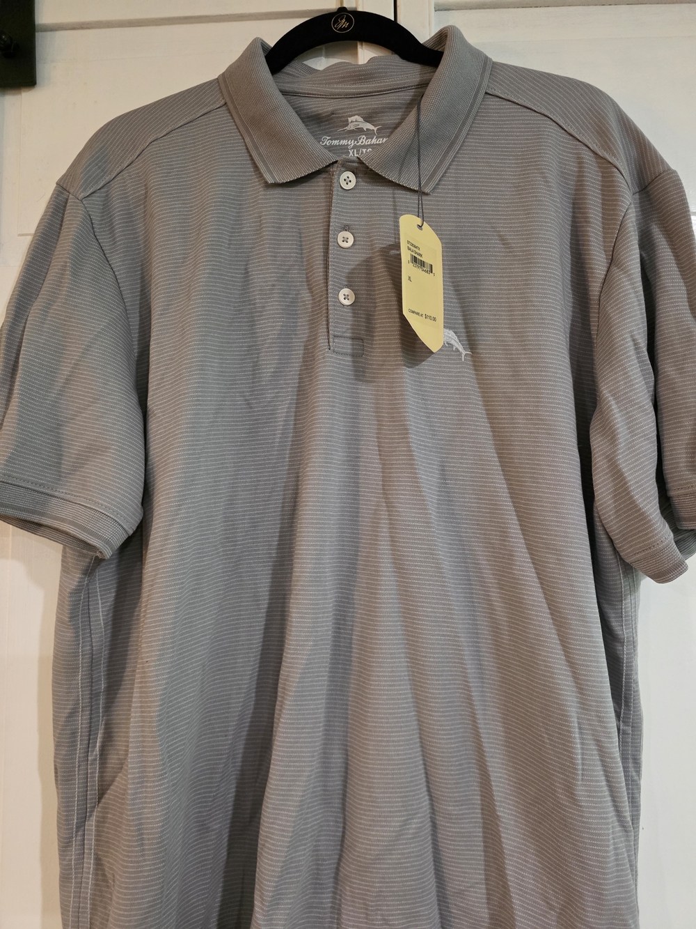 Tommy Bahama Light Gray Striped Polo